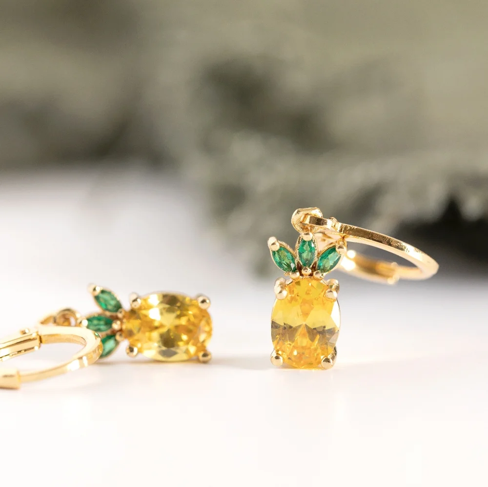 Pineapple Huggie Earrings - Only 1 left! - Picture 3 of 6